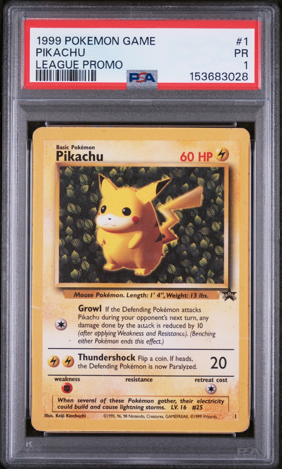 1999 POKEMON LEAGUE PROMO #1 PIKACHU PSA 1