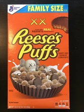 Kaws Reeses Puffs Family Size Cereal Box Limited Edition. Sealed, Sold Out, Rare