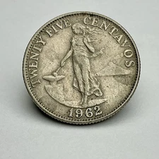 Philippines 1962 25 Centavos Nickel Brass World Coin #55