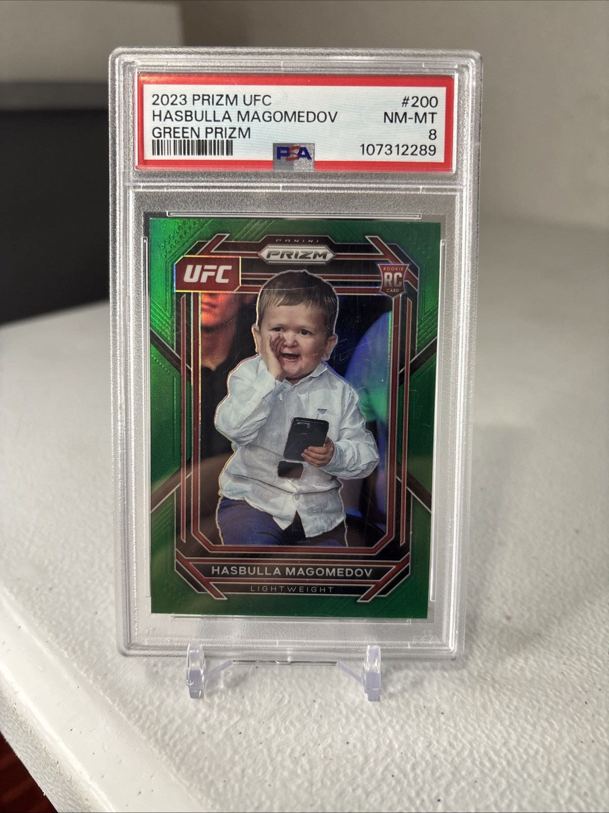 2023 Prizm UFC Green Prizm Hasbulla Magomedov Rookie Card PSA 8