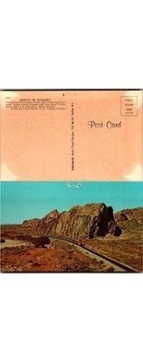 Santa Fe Railway Desert Vista Postcard Train in Motion Rock Formation 1950s