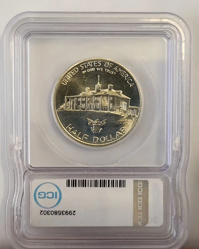 1982-D  50C GEORGE WASHINGTON "SILVER" COMMEM HALF DOLLAR ICG MS69 PL - Image 4 of 4