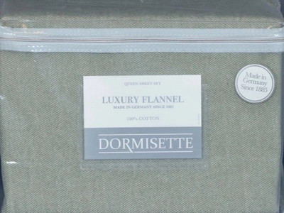 DORMISETTE~MOSS GREEN~HERRINGBONE~Queen Sheet Set~Flannel~Cotton~WARM~NWT~