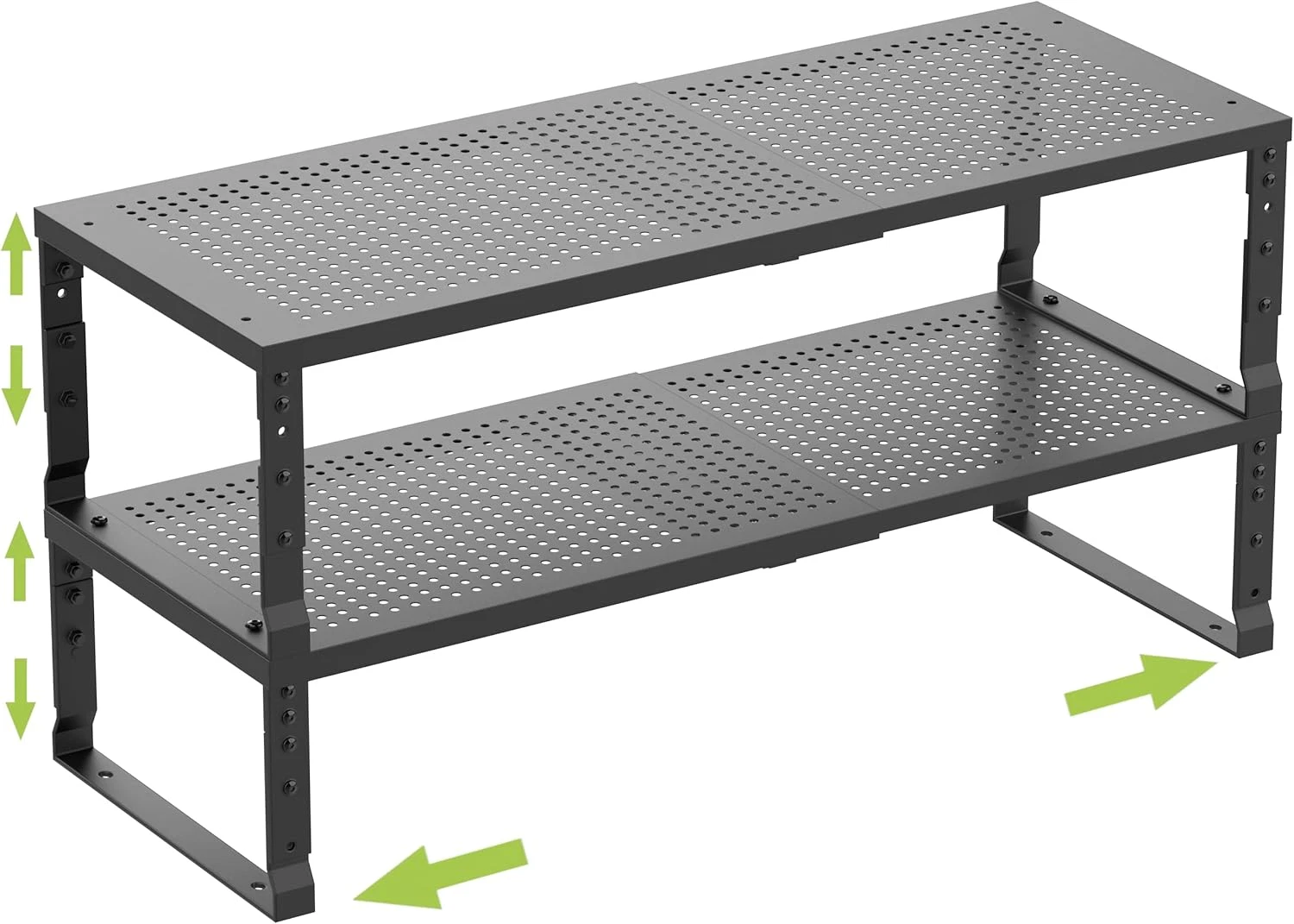 Expandable Stackable Cabinet Shelf Organizer - 2 Pack Black Medium