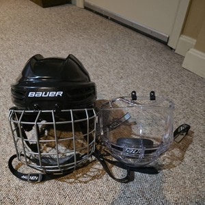 Bauer IMS 5.0 Black Hockey Helmet Size Jr Small w Cage and Full Face Visor