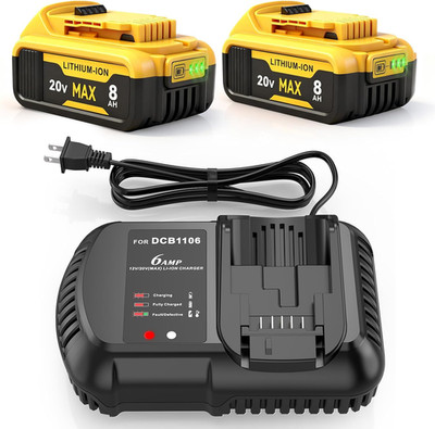 20V 8.0Ah Compatible with Dewalt 20V MAX Battery and Charger Combo,12V/20V DCB11
