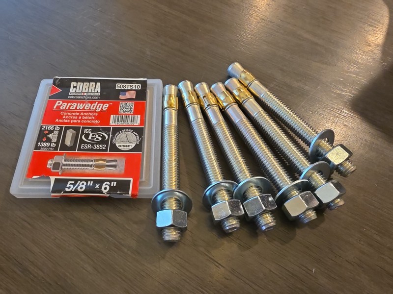 Cobra Concrete Anchors 5/8 x 6", 6 PCS 