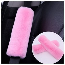 2PCS Fluffy Car Seatbelt Covers - Soft Comfortable Plush Seat Belt Cushion Prote