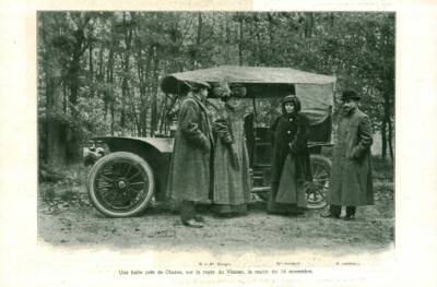 Werbung altes Auto eine Haltestelle bei Chatou 1909 aus Zeitschrift