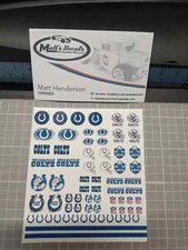 1/64 for hot wheels waterslide decals colts football nfl MADE IN THE USA!