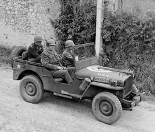 WW2 WWII Photo World War Two / General George Patton in Jeep Normandy July 1944