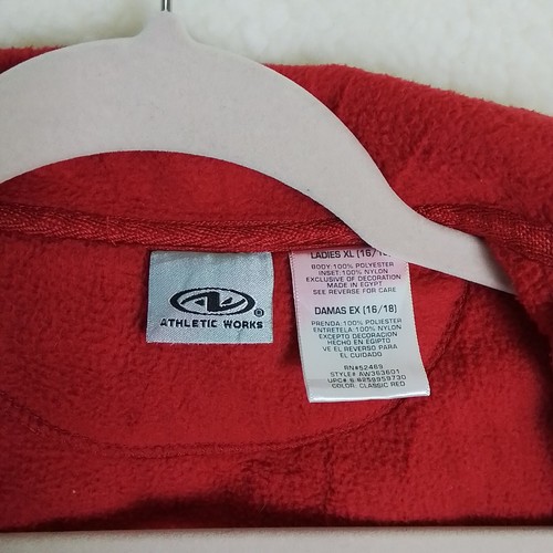 Athletic Works Womens Coat Sz 16/18 Red Heavy Fleece Jacket Full Zip Collar - Picture 12 of 13