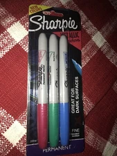 Sharpie 3ct Metallic Assorted Colors Fine Permanent Markers Blue Red Green New