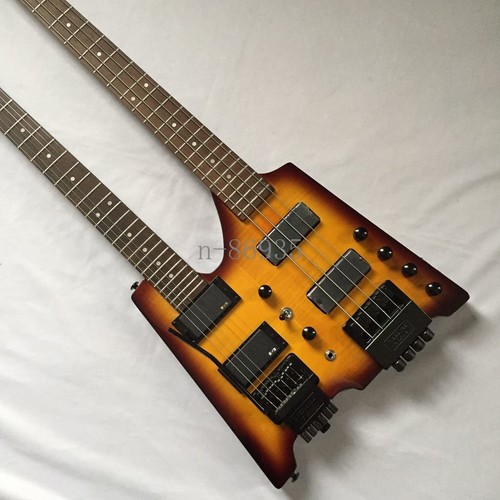 headless 6+4 String Double Neck Electric Guitar&Bass VS Flamed Top | eBay