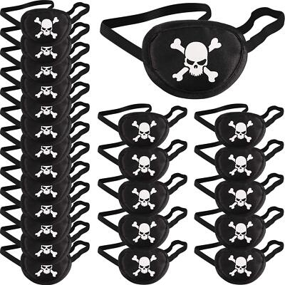 24 Pack Black Pirage Eye Patches One Eye Cover for Halloween Party Favors