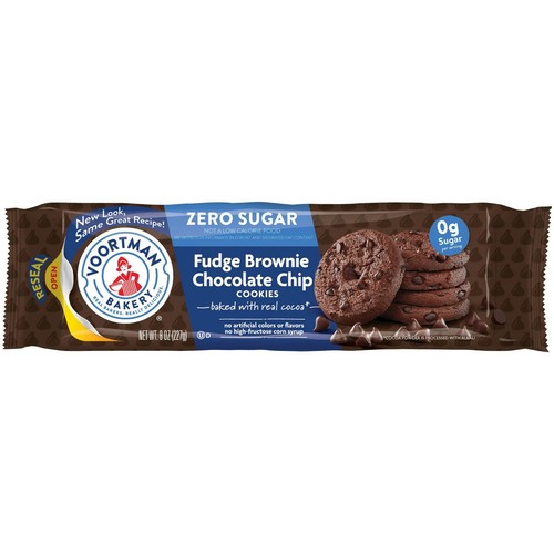 Voortman Bakery Zero Sugar Fudge Brownie Chocolate Chip Cookies 8 Oz.