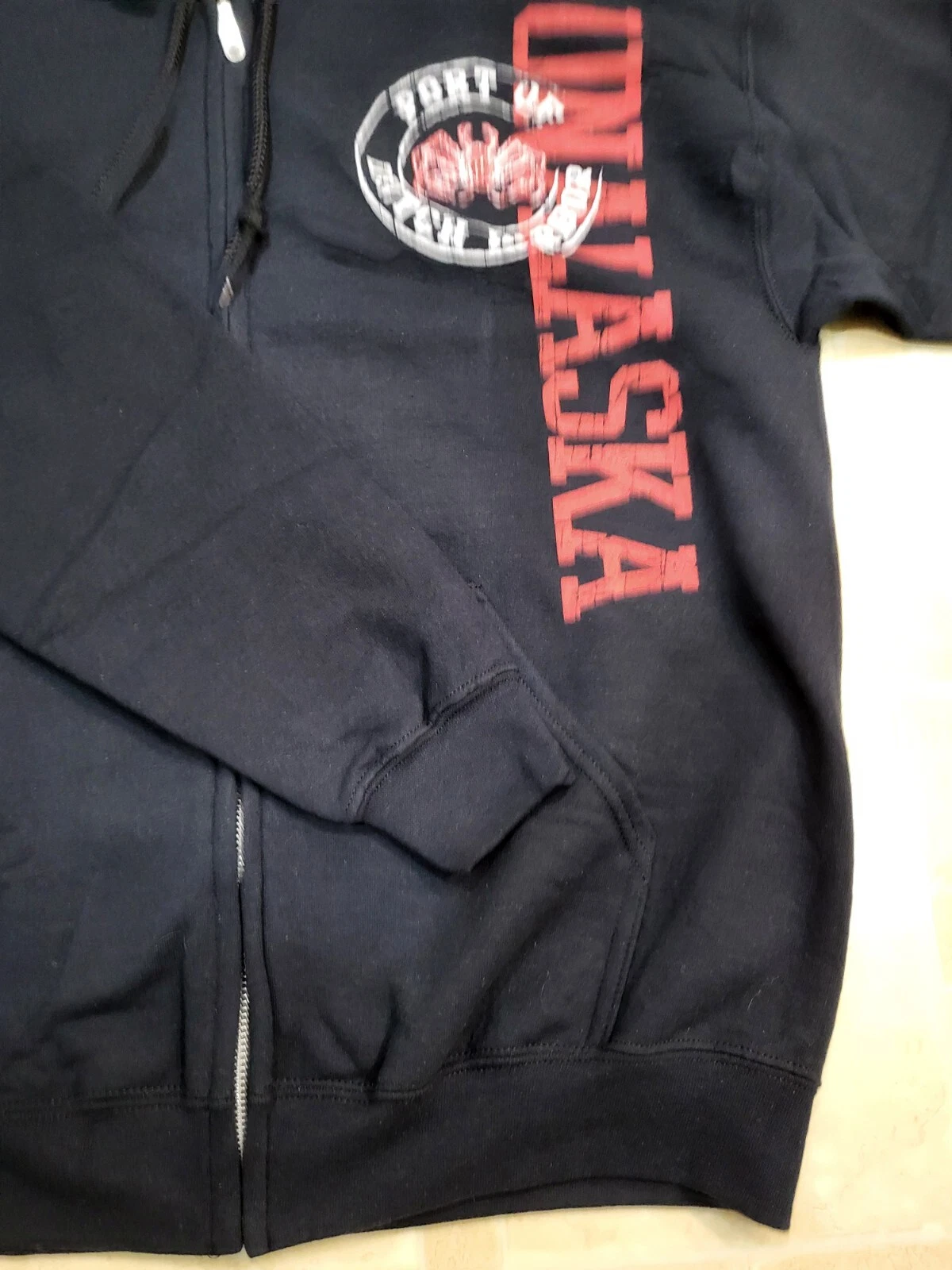 VETEMENTS Felpa con cappuccio Light Ho Abbigliamento unisex taglia L cerniera intera nera nuova senza etichette grafica