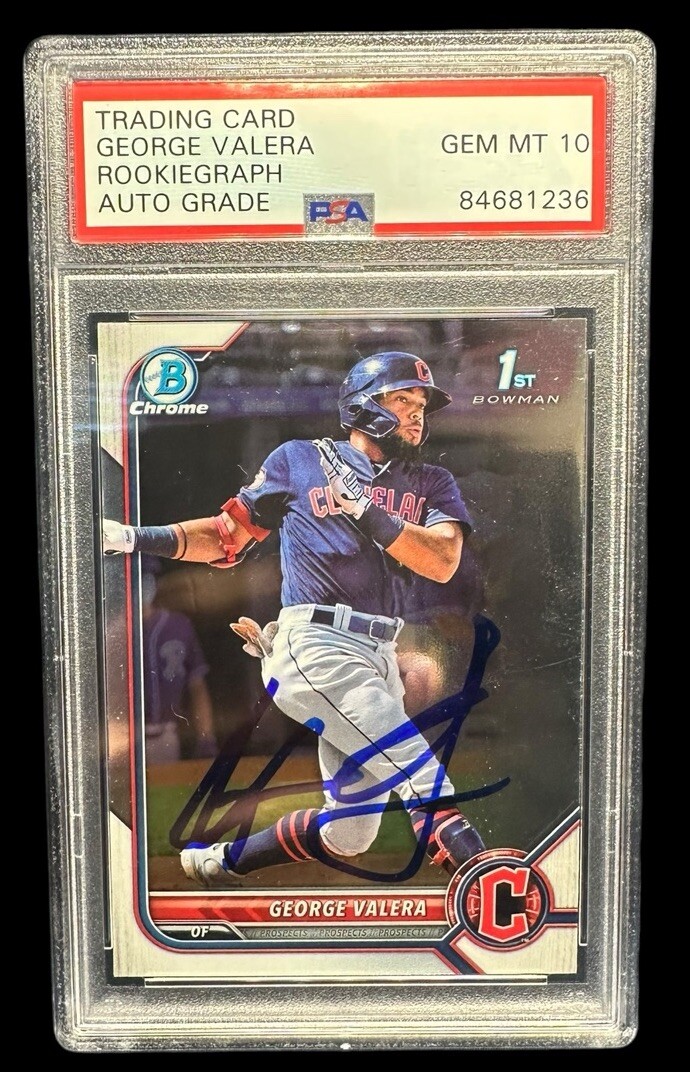 George Valera Signed 2022 1st Bowman Chrome Autographed PSA Auto 10 Guardians