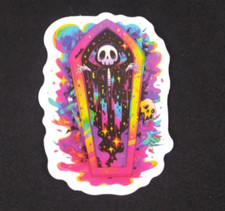 Skeleton Bright Colorful Coffin Creepy Cute Halloween Sticker 2.18" x 1.75" AT 