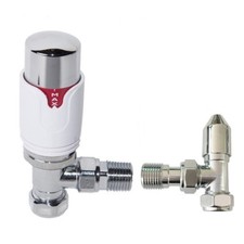 TRV THERMOSTATIC RADIATOR VALVE + FREE CHROME L/SHIELD 15mm/10mm/8mm *UK STOCK*