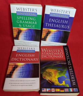 Lot Of 4 Webster's Dictionary's/Thesaurus/Spelling Grammar & Usage