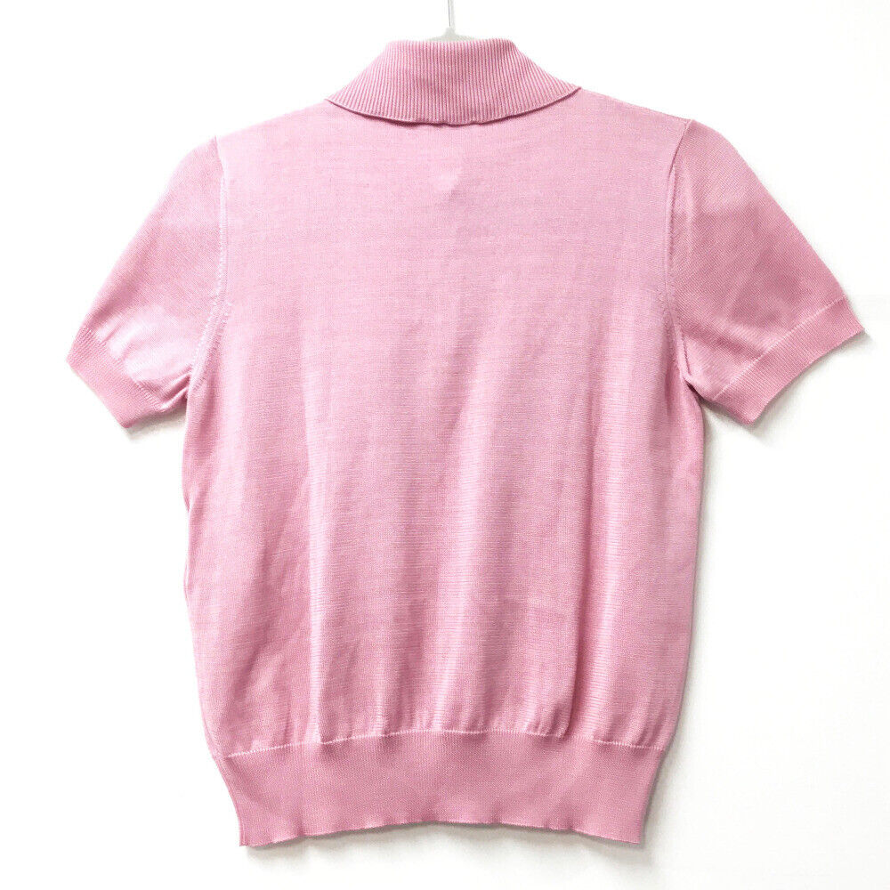 CHANEL 17C Short Sleeve Collar T-shirt Pink Silk