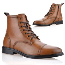 Mens Chelsea Dealer Zip Up Memory Foam Smart Casual Work Ankle Brogue Boots Size