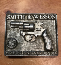 VINTAGE SMITH  WESSON WORLD'S FINEST HANDGUN WESTERN PISTOL GUN BELT BUCKLE
