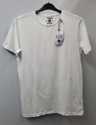 Young Rich Mens T Shirt Short Sleeve Size Large Pullover White