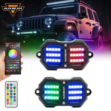 AUXBEAM 2PCS RGB LED Rock Light Underbody Glow Offroad bluetooth Remote Control
