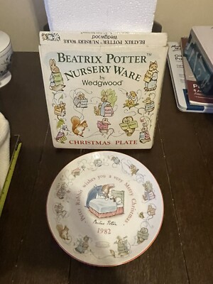 Beatrix Potter Kindergeschirr Wedgwood Peter Rabbit 1982 Weihnachtsteller, verpackt