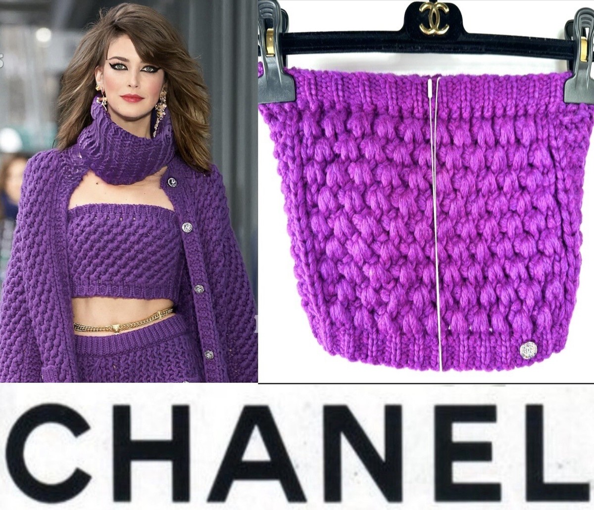 5K New Chanel 2022 Jennie Purple Knit Sweater Crop Top 34 36 2 4