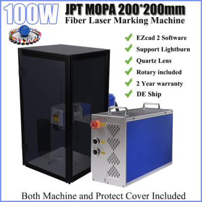 100W JPT M7 Mopa 200*200mm Fiber Laser Marking/Cutting Machine & Protective Lens