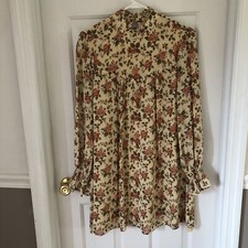 Reformation Jourdan Ruffled Varenna Floral Crepe Mini Dress Size M 