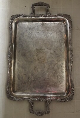 VTG 1930s Victorian Style LARGE SILVER Plated SERVING TRAY W