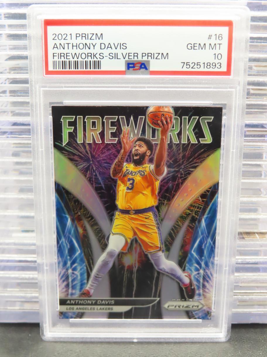 2021-22 Panini Prizm Anthony Davis Fireworks Silver Prizm #16 PSA 10 Lakers