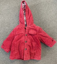 Janie And Jacket Sz 6-12 Mos Red Corduroy Hooded SI7