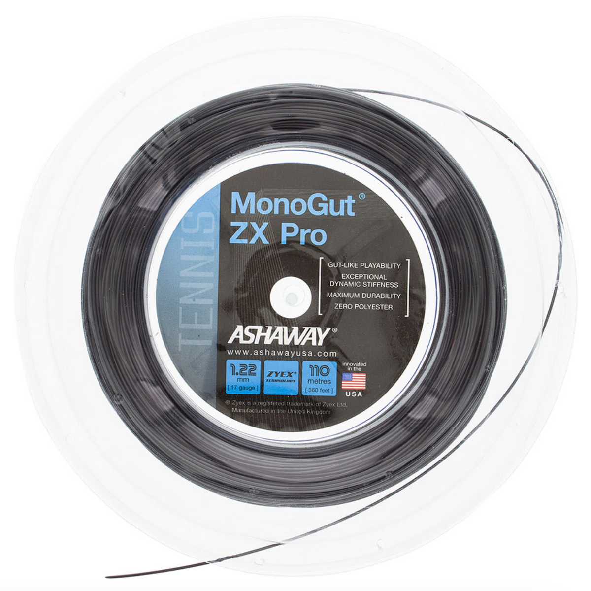 レコード Ashaway MonoGut ZX Pro 17 1.22mm 110M Reel - W & D Strings