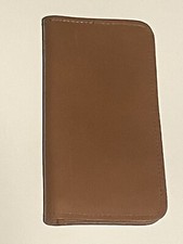 Tan Top Grain Quality Leather Checkbook Cover Long Wallet Organizer