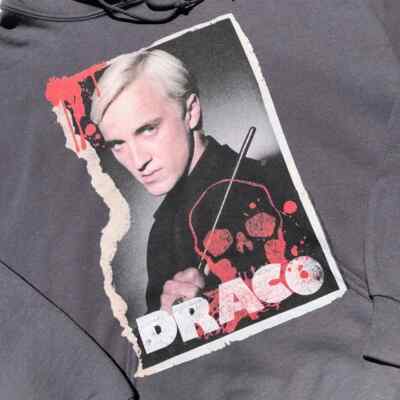 Draco Malfoy Graphic Harry Potter Gray Hoodie - Size Men s Medium