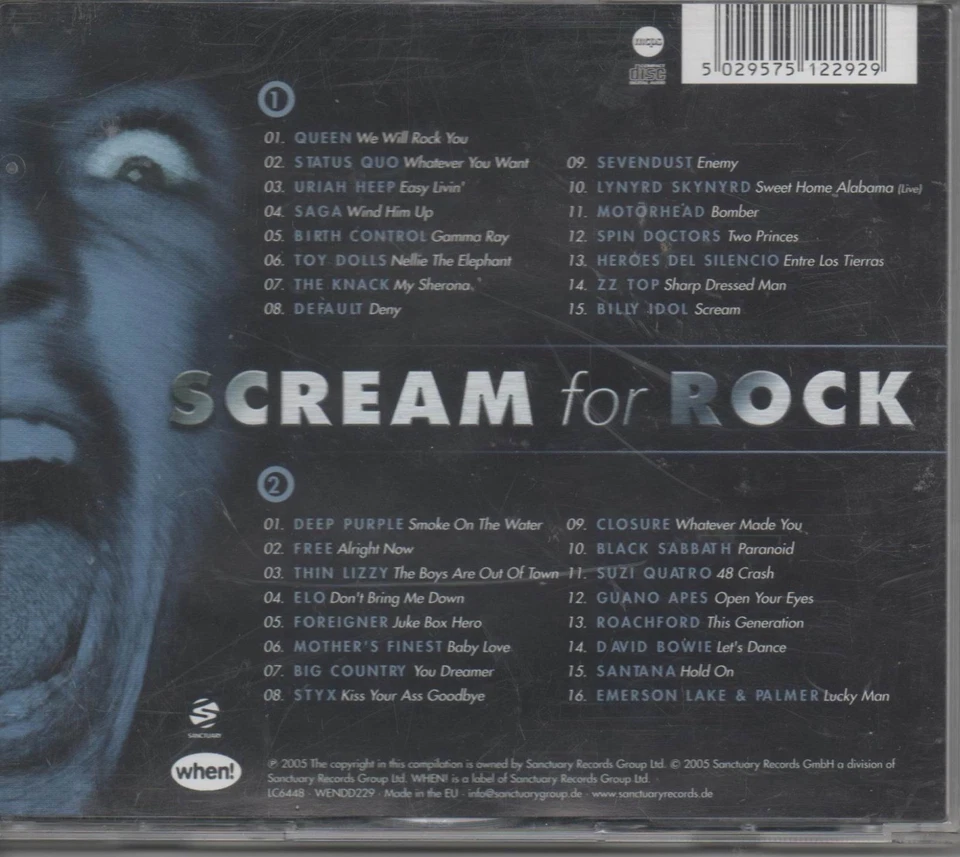 Scream for Rock NEU 2CD Billy Idol Status Quo Queen Deep Purple David Bowie Styx - Bild 2 von 2