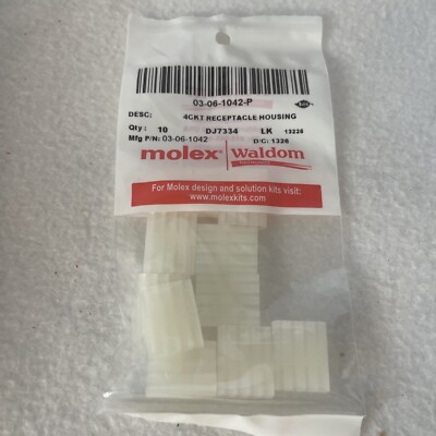 MOLEX 03-06-1042 CONNECTOR PIN & SOCKET 4 POS RECEPTACLE HSG .062 Pkg.10