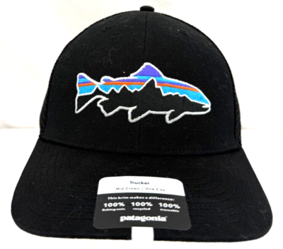 Patagonia Fitz Roy Trout Black Mid Crown Adjustable Trucker