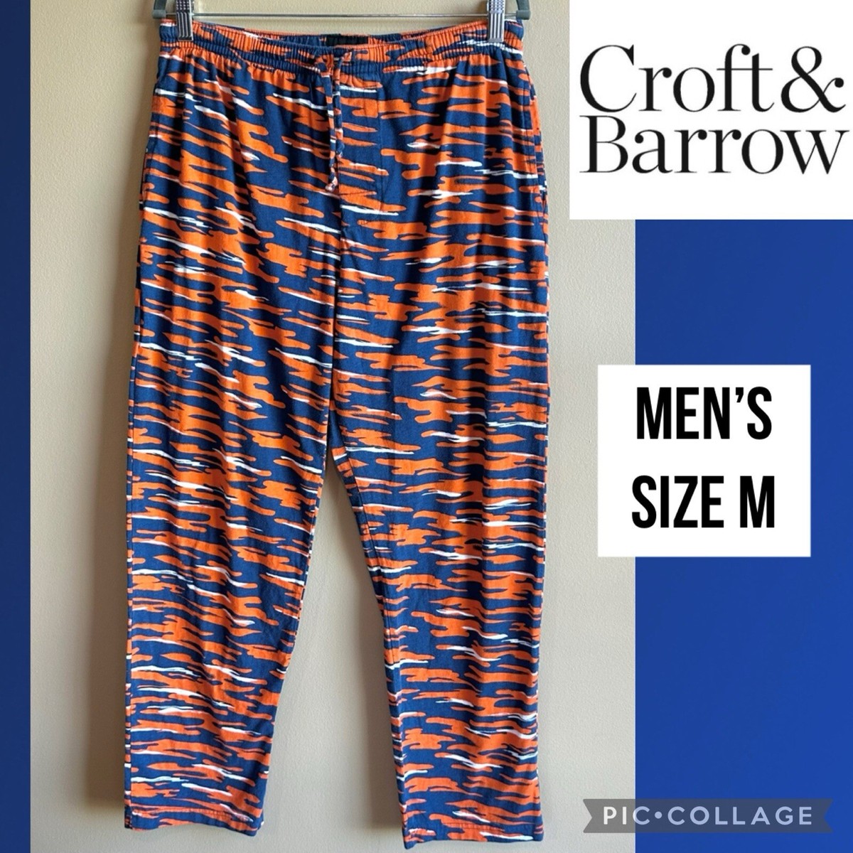 Croft \u0026 Barrow Mens Pants Pajama Orange Blue White Sleepwear Lounge Sports  M | eBay