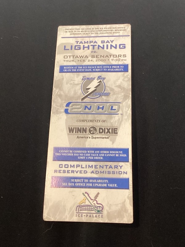 TAMPA BAY LIGHTNING vs OTTAWA SENATORS Ticket Stub - 24 FEBRUARY 2000 