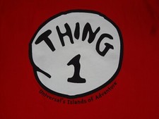 UNIVERSAL STUDIOS SEUSS LANDING THING 1 CAT IN THE HAT- RED XL T-SHIRT K28
