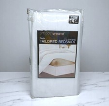 Twin Bedskirt White 14 in Drop Length Tailored Poly Cotton Blend 39 in x 75 in