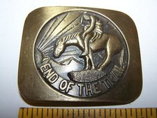 Vintage END OF THE TRAIL Brass Belt Buckle Native American on Horse