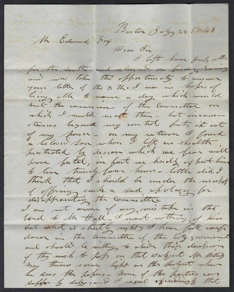 US 1832 CUMBERLAND MARYLAND TAUNTON & BOSTON PAID IN RED ON 3 FOLDED LETTERS - Image 3 of 4
