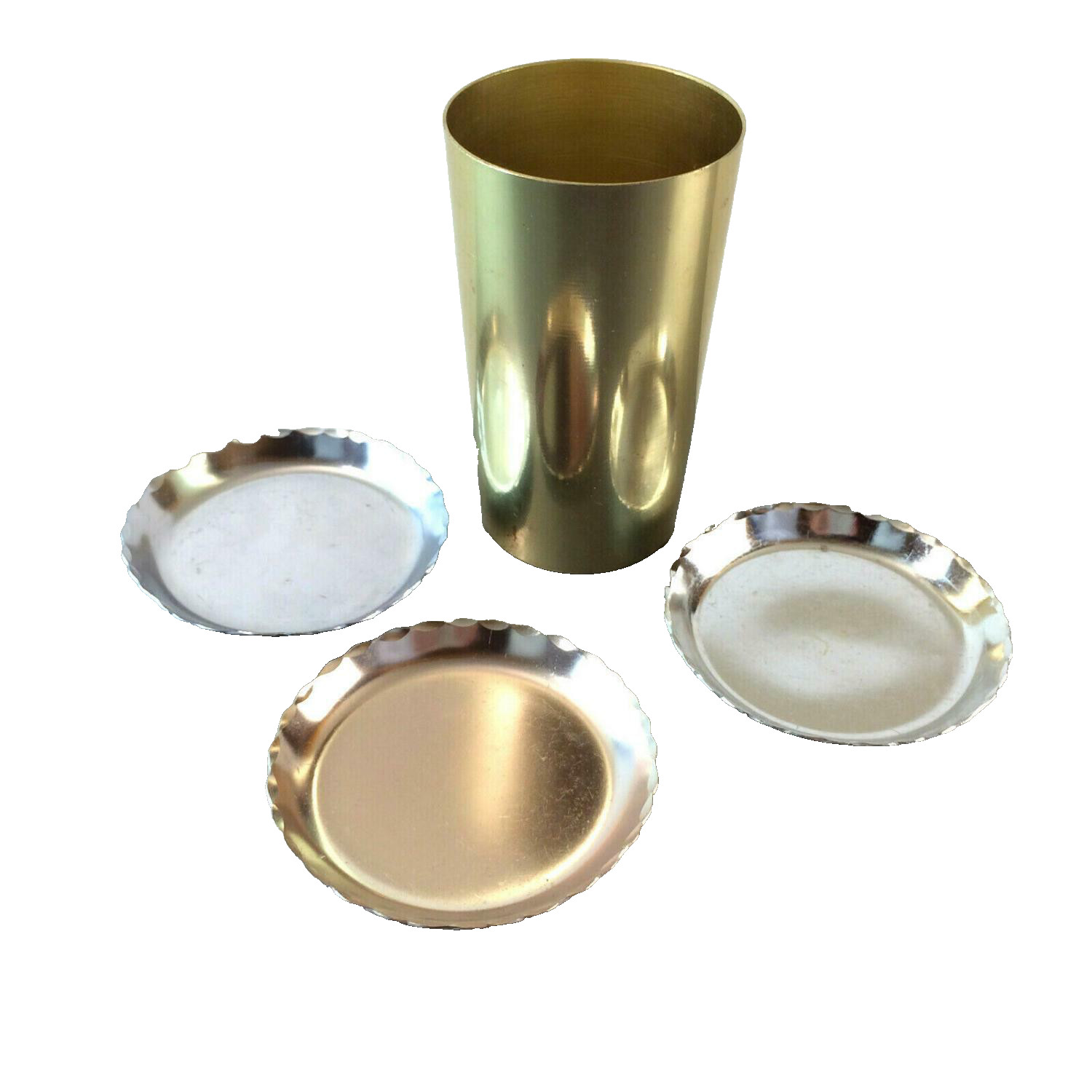 Untersetzer8,4 cm Schälchen Alu Becher 11,3 cm 50er 60er Konvolut bunt